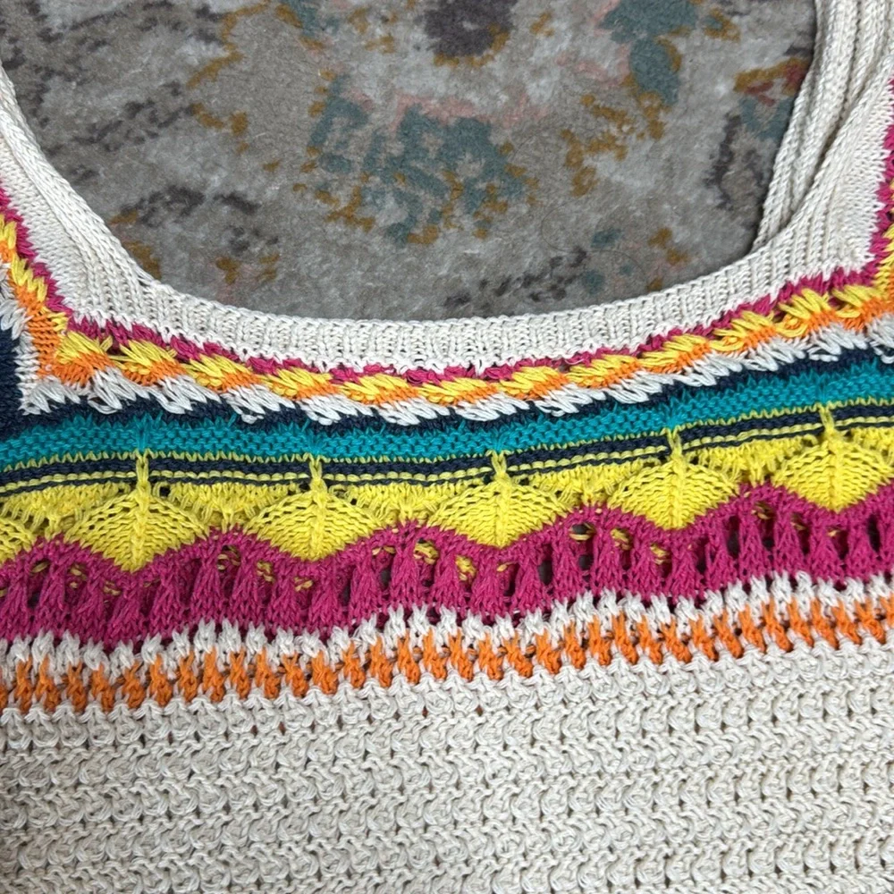 Zara Multi Color Cream Crotched Cropped‎ Cap Sleeve Top - medium - Picture 13 of 17